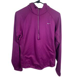 Nike Thermal Element Running Hoodie Womens Large Thumb Holes Purple Zip Pocket